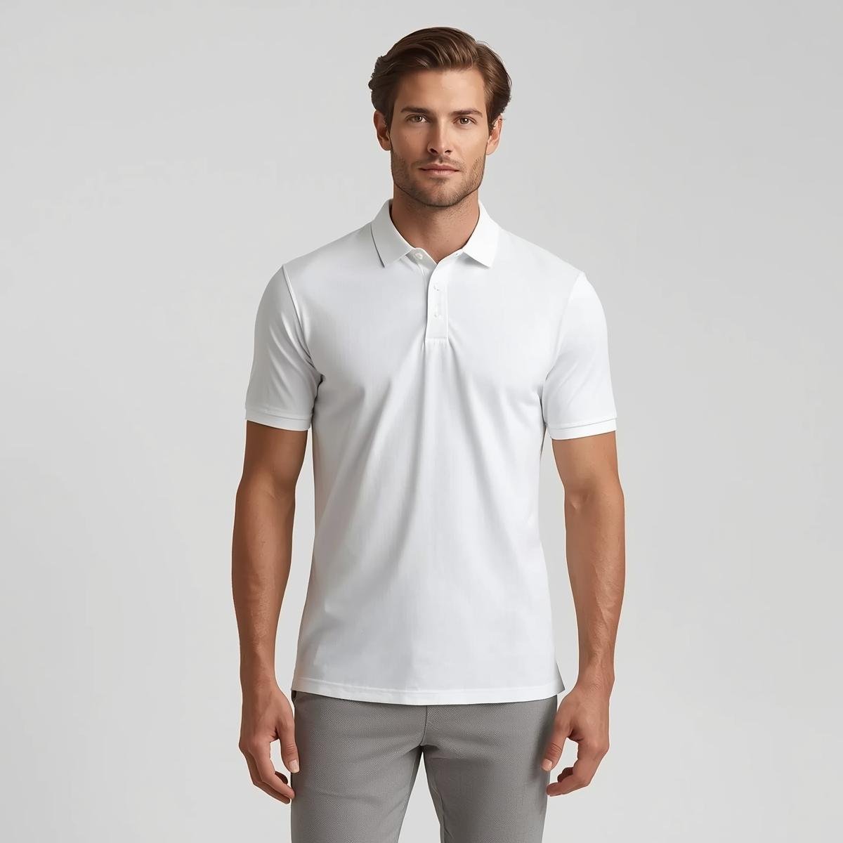 Nome do produto: Polo Piquet Masculina Básica Lisa - Algodão e Poliéster - Várias Cores