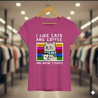 Nome do produto Baby Look (Gatos & Café) - Algodão 30.1 Quality