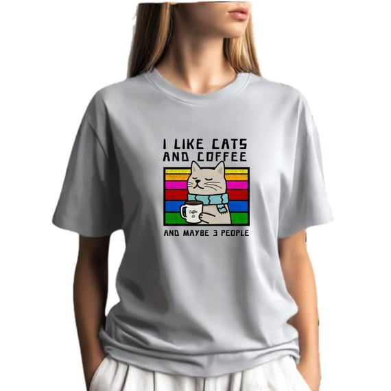 Camiseta Cinza Mescla Gato E Café - Moda Geek Algodão