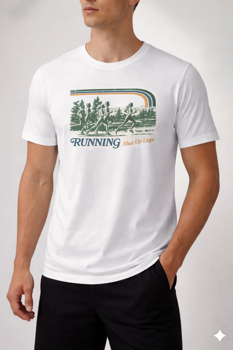 Nome do produto: Camiseta Running – Shut Up Legs (Vintage Runner)