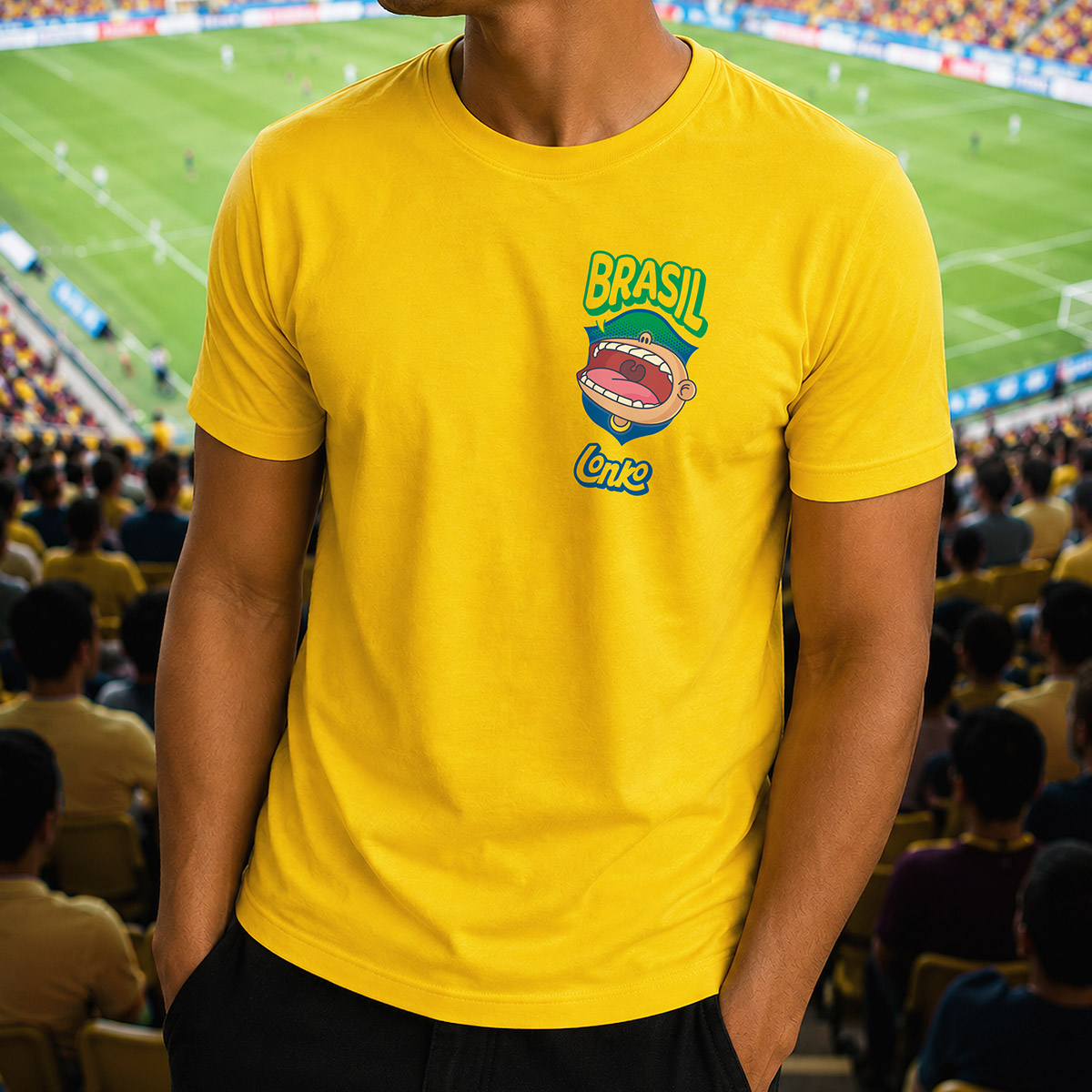 Camiseta Brasil Torcedor Brasão - Amarela