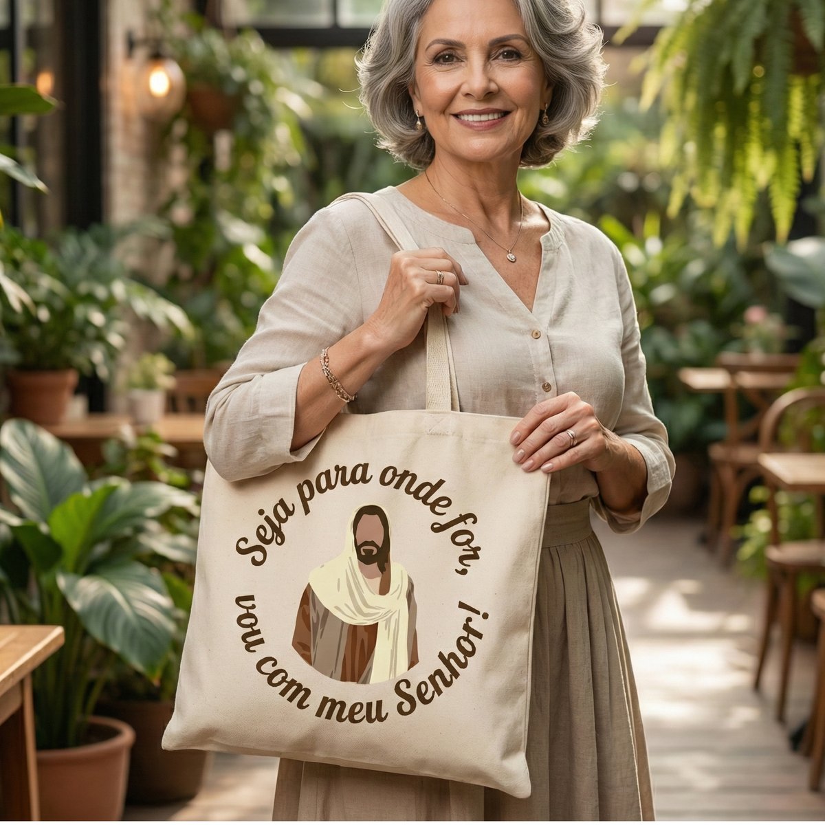 Nome do produto: Ecobag G - Seguidora de Cristo