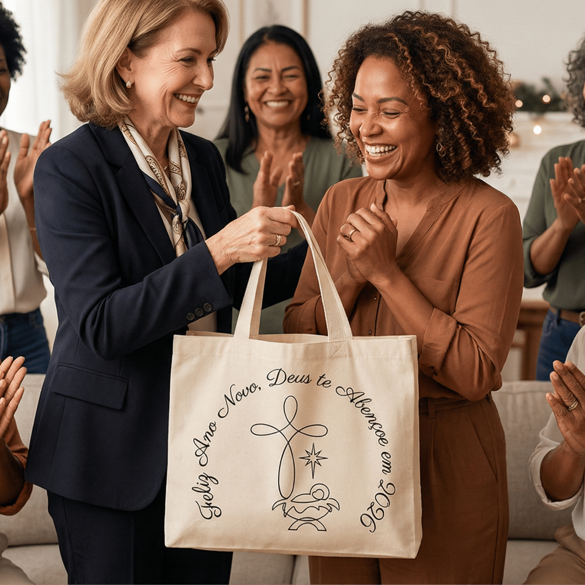 Nome do produto: Ecobag G - Feliz Ano Novo, Deus Abençoe