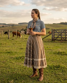 Camiseta Polo Feminina Horizonte Contido – Elegância Campeira e Identidade Gaúcha