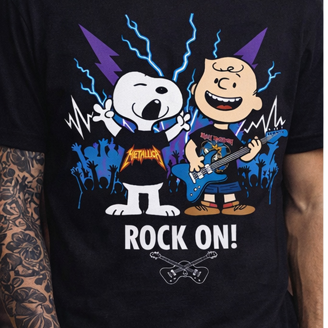 Camiseta Premium Snoopy Rock On