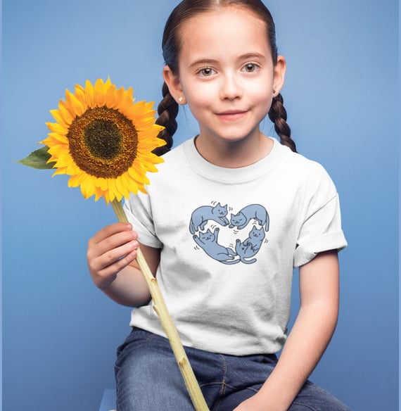 Camiseta INFANTIL - Coração Gatinhos