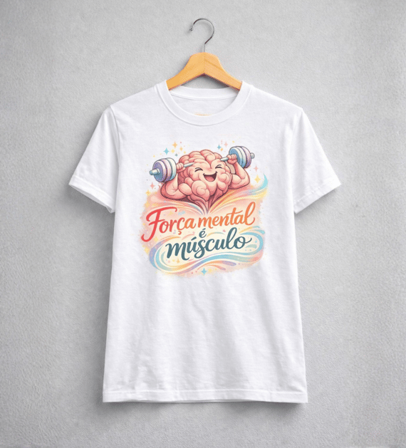 Camiseta Baby Long BRUMI - Força mental é músculo (BK012)