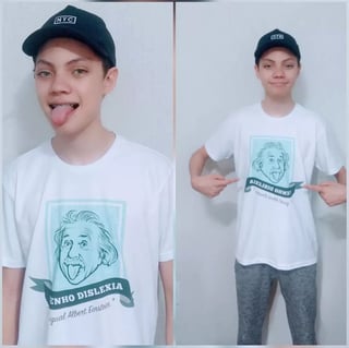 Nome do produto Camiseta Tenho Dislexia Igual Albert Einstein | Infantil