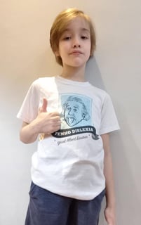 Nome do produto Camiseta Tenho Dislexia Igual Albert Einstein | Infantil