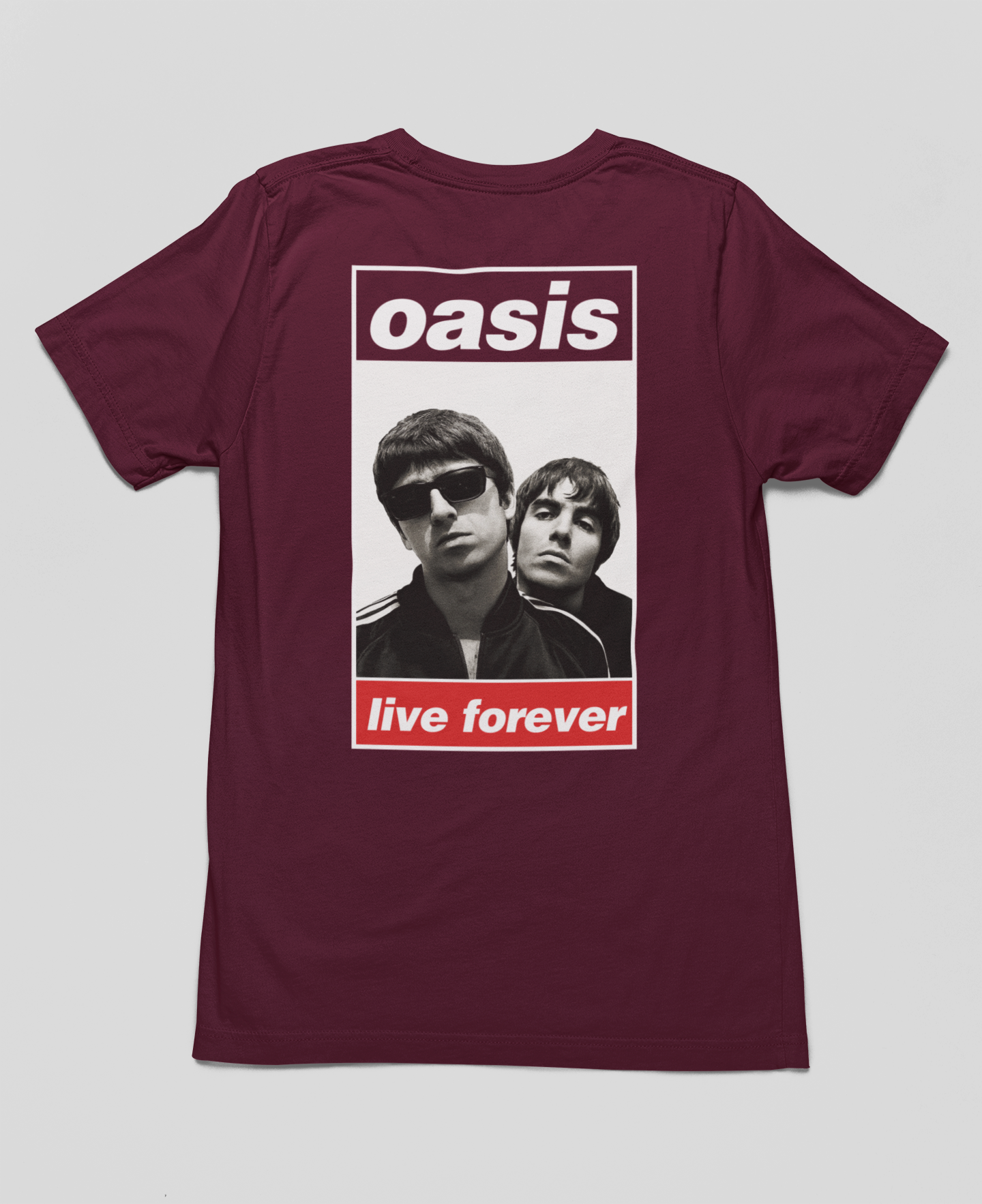 T-Shirt Quality Camiseta Frente e Trás Oasis - Live Forever