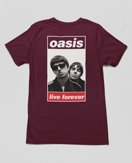 Nome do produto Camiseta Frente e Trás Oasis - Live Forever - Algodão 100%