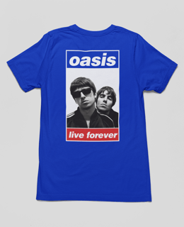 Nome do produto Camiseta Frente e Trás Oasis - Live Forever - Algodão 100%