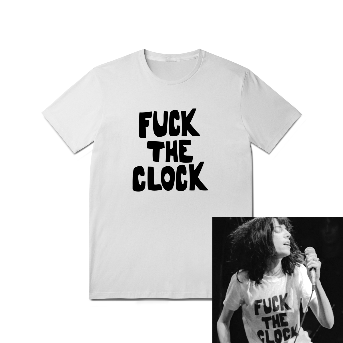 T-Shirt Quality FUCK THE CLOCK / PATTI SMITH em Moon Pix
