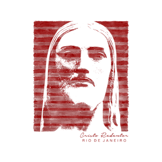 Nome do produto Camiseta Feminina Cristo Redentor vermelho e preto
