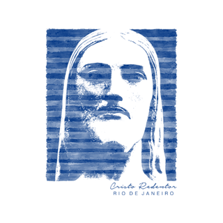 Nome do produto Camiseta Masculina Cristo Redentor listras azuis
