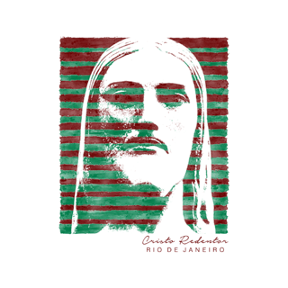 Nome do produto Camiseta Masculina Cristo Redentor verde e grená
