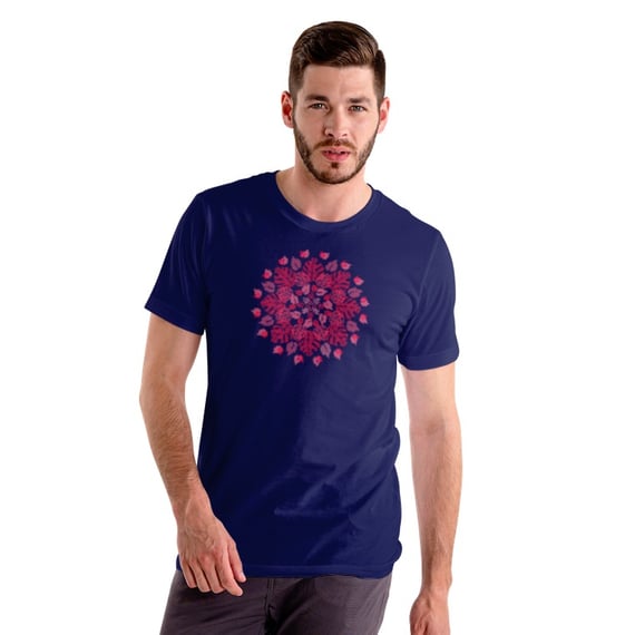 CAMISETA  MANDALA VERMELHA FOLHAS